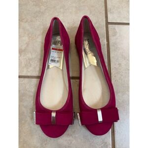Michael Kors Kiera Ballet Flats Fuchsia Pink Suede Bow Shoes Womens 9.5M